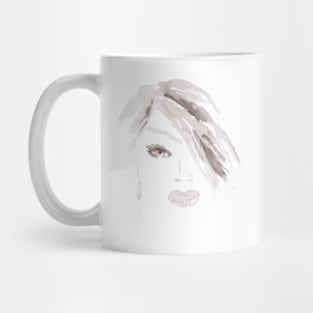 Woman face, portrait. Watercolor, art decoration, sketch. Illustration hand drawn modern painting Mug